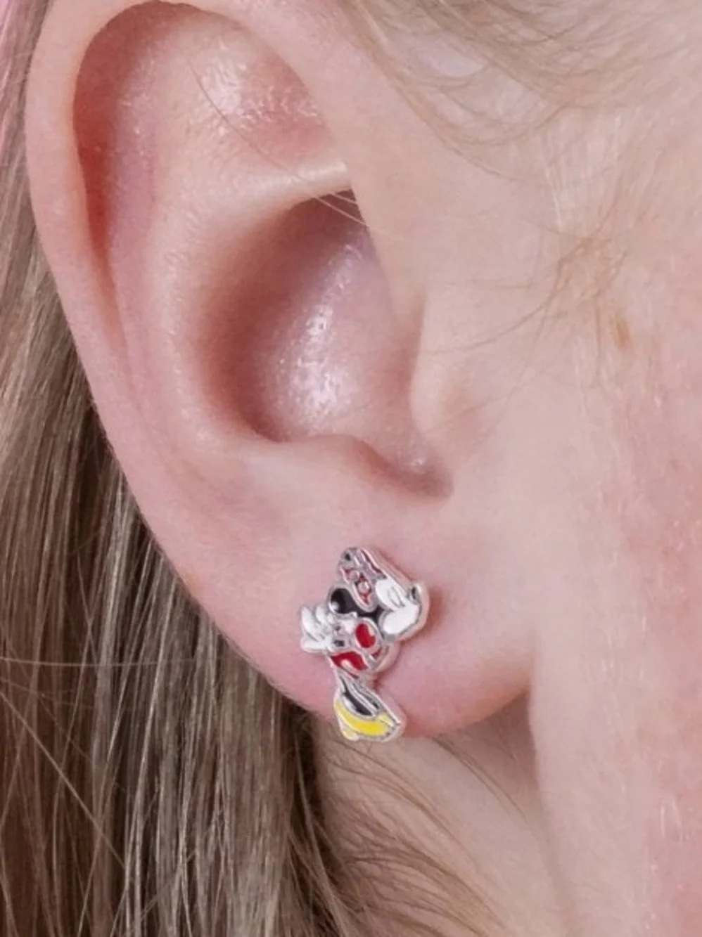 Disney Kissing Mickey & Minnie Mouse Enamel Stud Earrings NEW